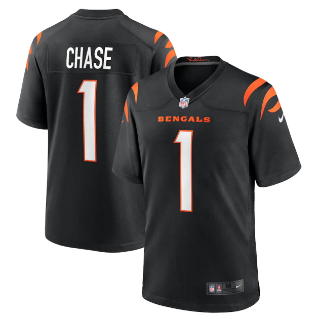 mens nike jamarr chase black cincinnati bengals 2021 nfl draft first round pick game jersey